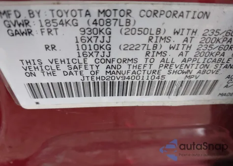 2004 Toyota Rav4 from USA, damaged, VIN JTEHD20V940011045
